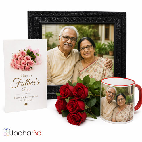Photo in mug and Aarong leather frame